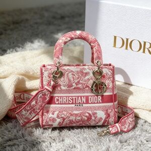 Medium Lady Dior Bag Pink Toile